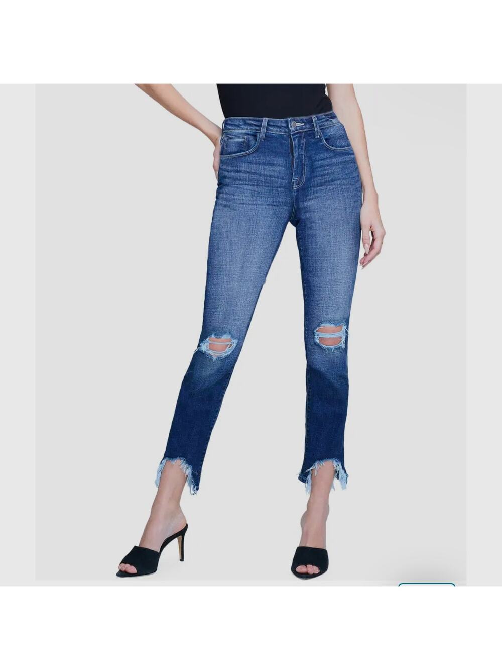 L'AGENCE Jeans Womens 25 High Line High Waist Cropped Skinny Raw Hem